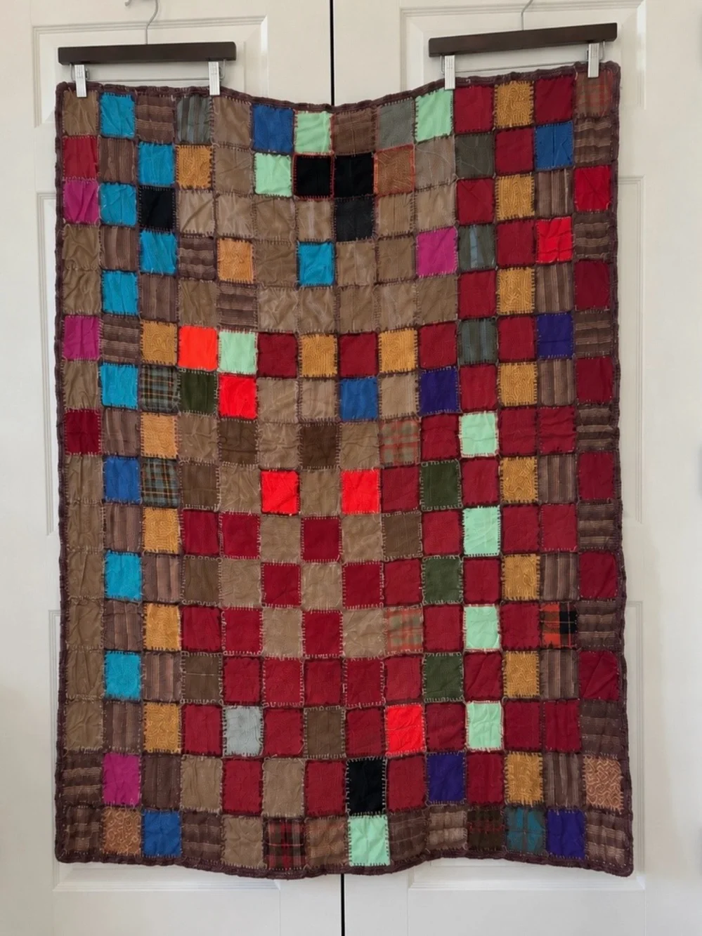 Patchwork Quilted Throw Blanket - Multicolor Squares